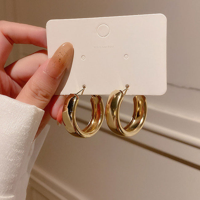 Elegant double ring gold hoops